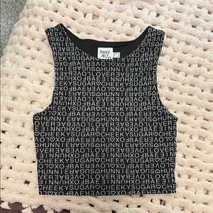 Princess Polly Black Graphic Crop Tank Top